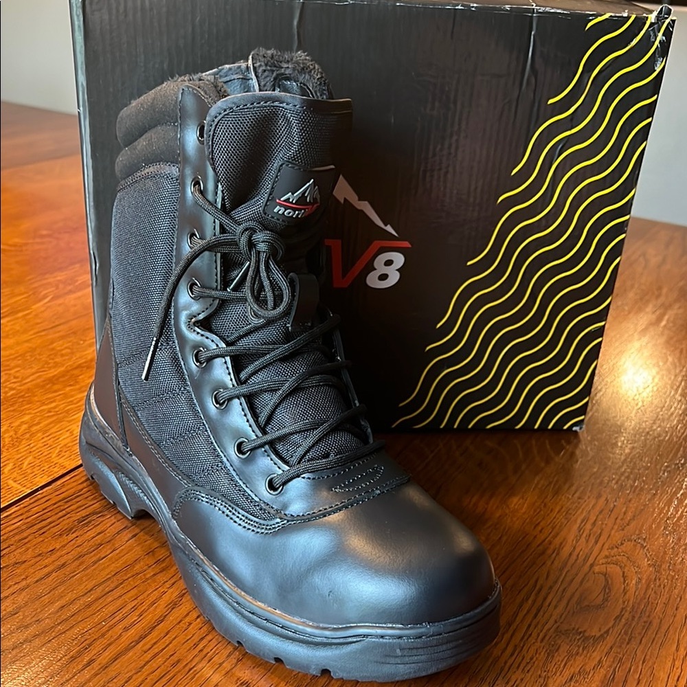 Black Tactical Combat Boots with Durable Sole